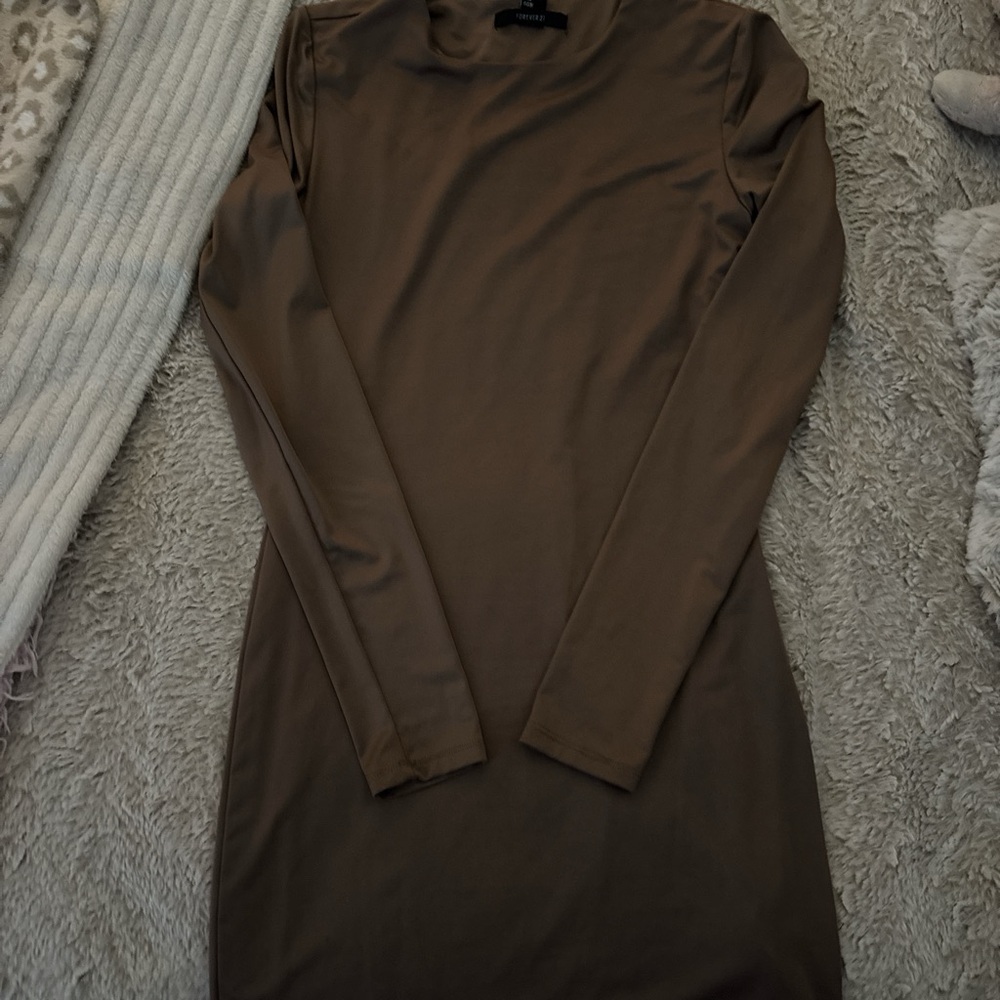 Elegant Brown Long Sleeve Dress